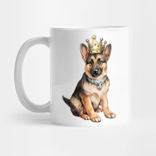 Watercolor German Shepherd Dog Wearing a Crown Mug